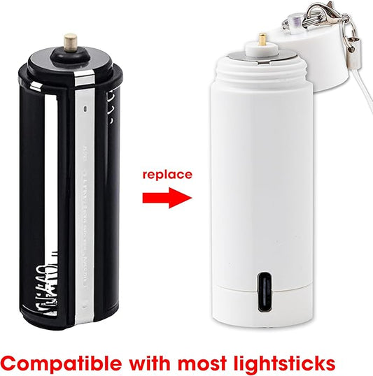 Mandu Deco Rechargeable Kpop Lightstick Battery for K-pop Concerts, Protective Cap with Keychain, Lasts 4 to 6 Hours, White