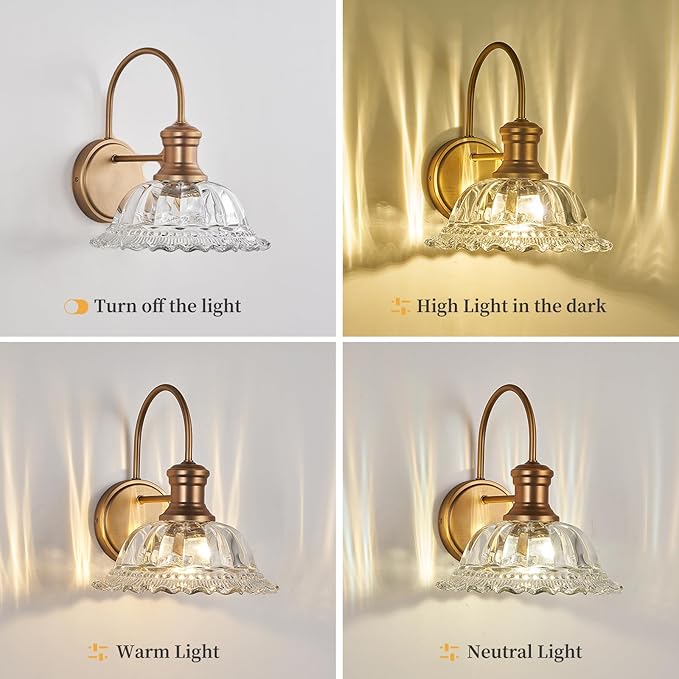 HDDFL Wall Scones Matte Brass Wall Lighting Fixture Vintage Indoor Lamp for Bedroom Living Room Door Header