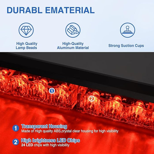 Nilight 24LED Emergency Strobe Traffic Advisor Light Bar 2 in 1 Red Dash Warning Safety Flashing Lights Front/Rear Windshield Construction Lights for Trucks Cars Plow Police Firefighter Vehicles