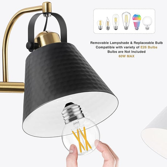 PAZALA Black and Gold Vanity Light, 3-Lights Farmhouse Vanity Light, Bathroom Light Fixtures Over Mirror, 24inch Modern Bathroom Wall lamp for Bath Mirror Living Room Cabinet Bedroom