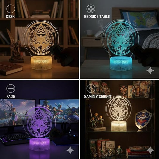3D Night Light, 16 Color Changing Cartoon USB Desk Lamp, Crest of Hyrule Illusion Lighting with Remote Control for Home Decor Gift for Kids. (5)
