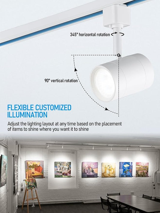 LEONLITE Studio Series 8.5W LED H Track Lighting Heads, ETL FCC, Dimmable Retail Track Light Heads for Store Shop Cafe, 600LM, CRI90, H Track Lighting, 4000K Cool White, Matte White, Pack of 4