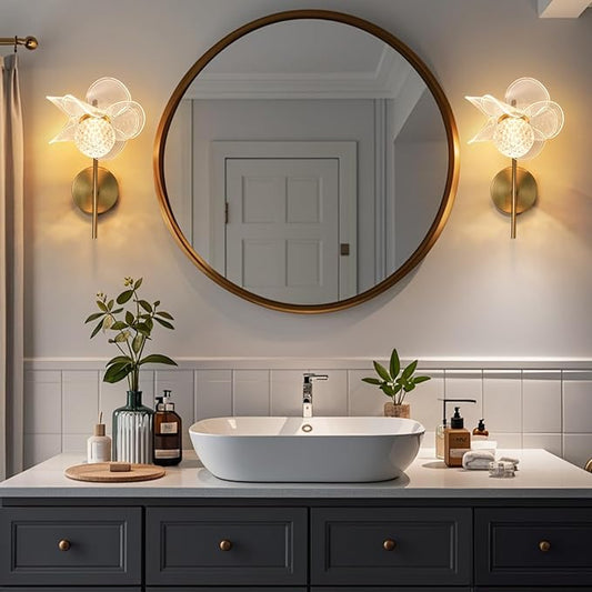Gold Wall Sconces, Hardwired Indoor Wall Lights for Living Room, Modern LED Sconces Wall Lighting with 3 Color Adjustable, Wall Mounted Lamp for Bedrooms, Bathroom, Hallways, 3000K-6000K