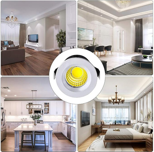 5Pack 3W Mini LED Recessed Lighting, 1 Inch Recessed LED Lights, Under Cabinet Lighting Under Cabinet Lights 300LM 6000K Cool White AC 110V/220V Spotlight Lights with Driver Power Supply