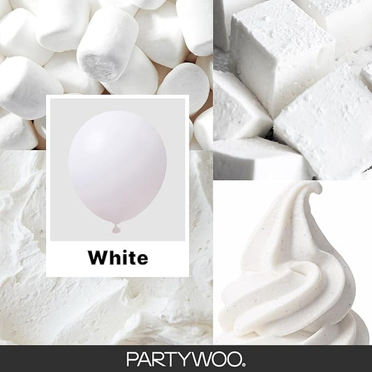 PartyWoo White Balloons 145pcs Different Sizes Pack of 18 12 10 5 Inch Matte White Latex Balloon Arch Kit Garland for Wedding Bridal Graduation Baby Shower Birthday Party Decorations White-Y13