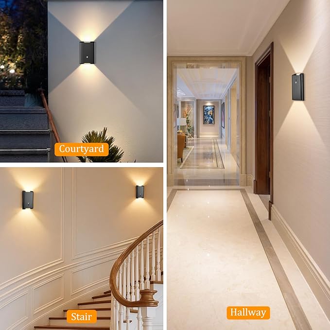 Motion Sensor Wireless Wall Sconce Set of 2 - Battery Operated Wall Light with Timer&Remote Control, 3 Color Temp & Brightness Adjustable 6000mAh Rechargeable for Stairs Bedroom Living Room, Black