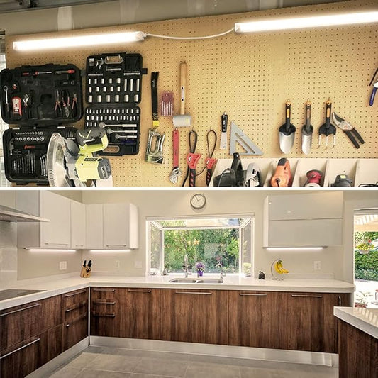 CNSUNWAY LED Shop Light 2FT, 22W 3300LM, 3000K Warm White, T8 LED Tube Lights, Ceiling and Utility Shop Lights, Linkable Light Fixture for Room, Garage, Workbench, ETL Listed (Pack of 2)