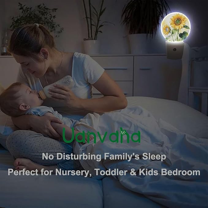 Sunflower Night Light Life is Better with Friends Friendship Plug-in Nightlight Energy Saving 0.5W LED Lighting for Boys Girls Men Women
