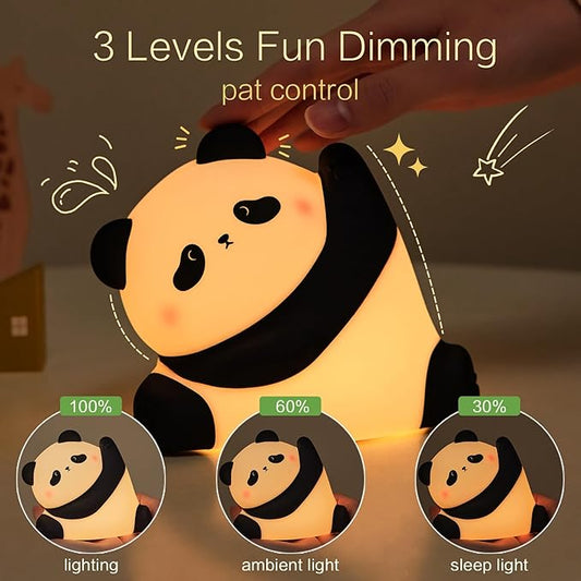 YR YRHH-PET Kungfu Pose Panda Night Light, LED Squishy Novelty Animal Cute Lamp, Food Grade Silicone Nightlight, 3 Level Dimmable, Light Up Panda Decor for Room College Dorm, Funny Gifts