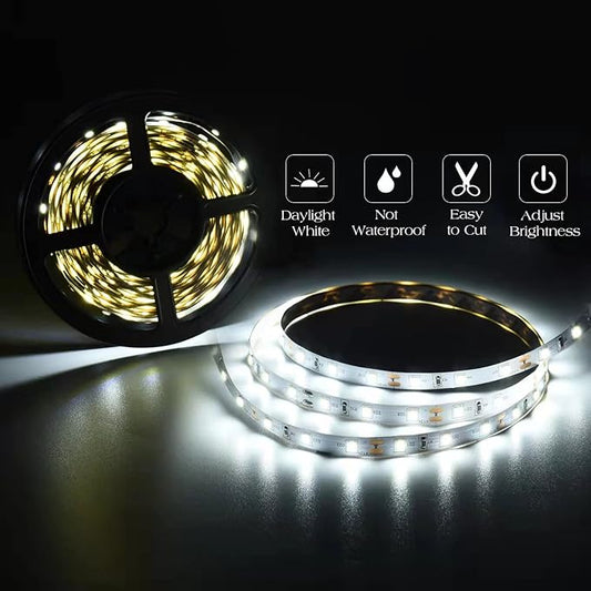 40ft Daylight White Led Strip Lights, 6000K 12V Dimmable Flexible Led Tape Light, Cuttable Led Lights Strip for Bedroom Christmas, Kitchen, Cabinet, Mirror, Not Waterproof