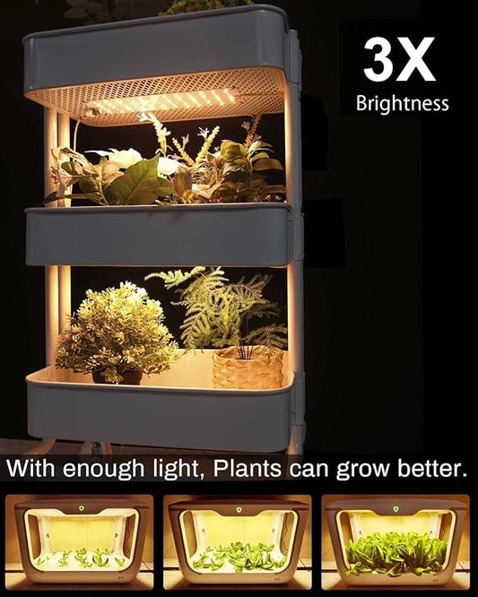 Grow Light,20W Ultra-Thin LED Grow Lights for Indoor Plants Full Spectrum, 6/10/12H Timer Plant Light, 132 LEDs Under Cabinet Plant Growing Lamp Strip for Seedlings, Veg, Flower 2-Pack