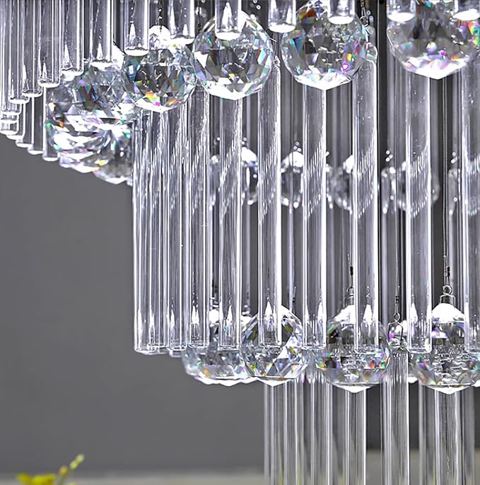 Flashing God D32''XH100'' Modern Large Chandelier for High Ceiling Raindrop Crystal Chandelier High Ceiling Pendant Light Fixture for Hallway Living Room Gold Stairwell Chandeliers