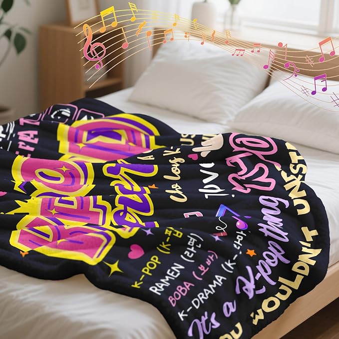 Kpop Gifts for Teen Girls Women, K Pop Blanket 60"X50", Kpop Stuff Merch, Christmas/Valentines Day/Graduation Birthday Gifts for Kpop Lovers/Fans/Friend Women, K-Pop Birthday Party Decorations