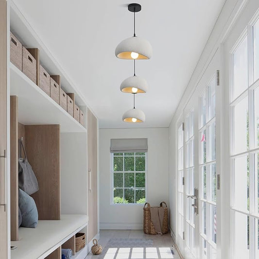 11.8in Wabi Sabi Pendant Light, Kitchen Island Lighting Fixture Ceiling Mount Japanese Lamp Japandi Chandelier for Dining Living Room Hallway Bedroom Restaurant Hanging Lamp, Grey 1 Pack