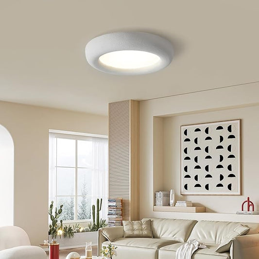 JAYMP Modern Ceiling Light, LED Dimmable Remote Control Ceiling Lamp for Dining Room Living Room Japanese Wabi-Sabi Style Lighting Fixture (Matte White, 53cm/20.9inch)