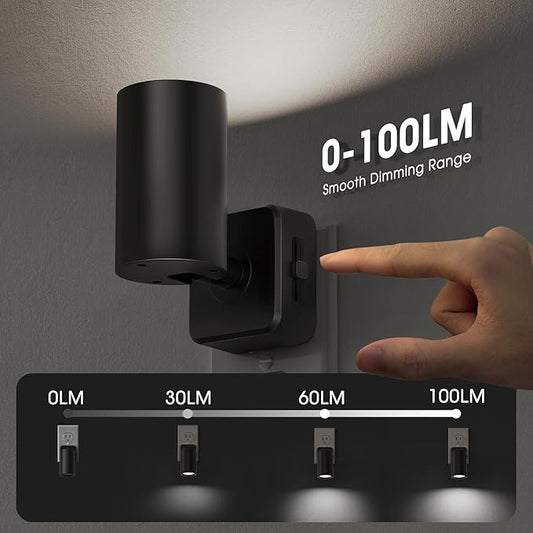 Briignite Night Lights Plug into Wall, 320° Rotating Night Light Plug in, Dusk to Dawn Sensor Dimmable Nightlight, Daylight White, 1W Led Night Light for Bedroom, Spot Light, Kids Room, Stair