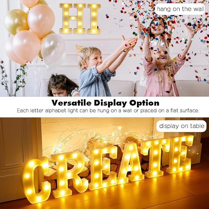 Small Led Marquee Letters, Light Up Letters, 8.58 Inch Led Letter Lights, Battery Powered Lighted Sign for Table, Party, Birthday, Christmas Decor (Letter H)