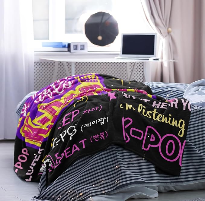 Kpop Merch, Kpop Blanket, Kpop Gifts, K Pop Birthday Decorations, K Pop Blanket 60x50in, Kpop Gifts for Girls/Women, Kpop Merchandise, Kpop Blankets for Girls for Christmas Birthday