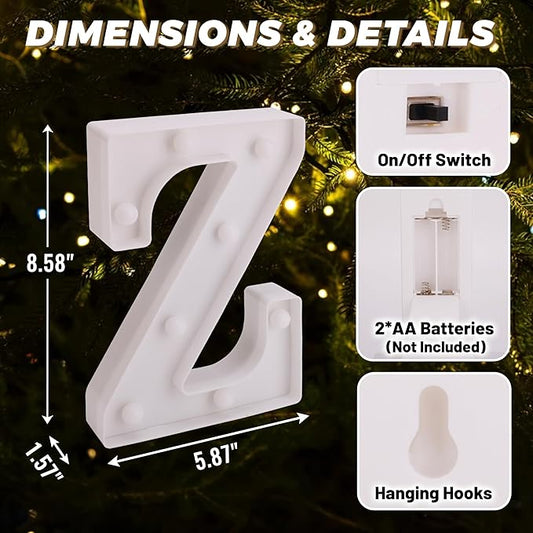 LED Light Up Marquee Letters, Battery Powered Decorative LED Letter Lights, Alphabet Light Up Letters for Wedding Birthday Party,Holiday Lamp or Home Bar Decoration (Letter Z)