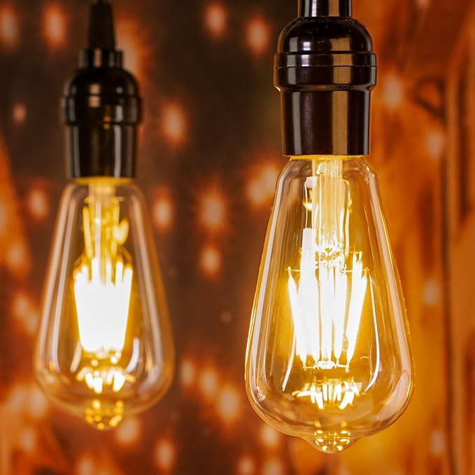 Brightown 12 Pack LED Edison Bulbs, 6W, Equivalent 60W, High Bright 2700K Warm White,750 Lumens, Non-Dimmable, E26 Medium Base ST58 Antique Filament Bulbs with 83+ CRI for Ceiling Fan Bathroom Porch
