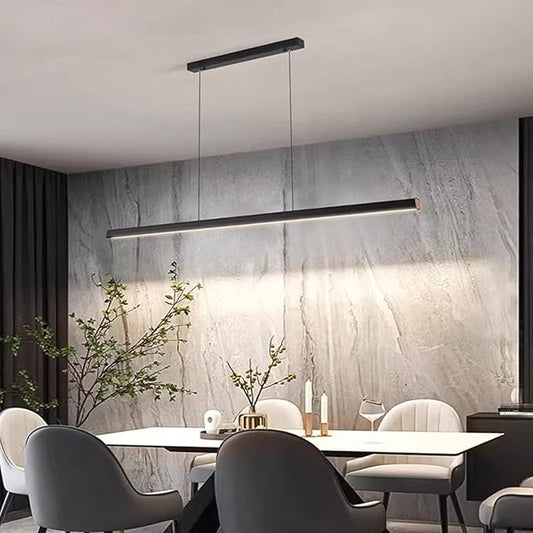 Dining Room Light Linear chandelierAdjustable 3000k-6000k-One line Chandelier, Modern LED Chandelier with Remote Control, Adjustable Cable, Suitable for Office Restaurants(Dimming, 39.4inch)