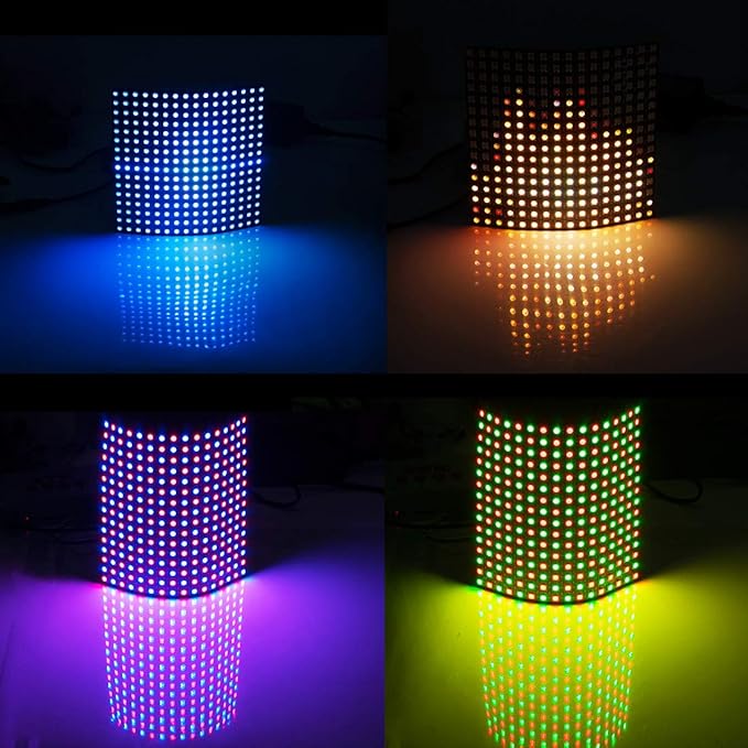BTF-LIGHTING WS2812B ECO RGB Alloy Wires 5050SMD Individual Addressable 16X16 256 Pixels LED Matrix Flexible FPCB Full Color Works with WLED,SP802E,etc Controllers Image Video Text Display DC5V