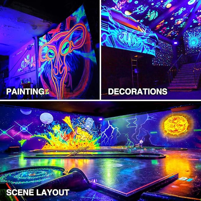 Onforu 2 Pack 100W LED Black Light, Blacklights Flood Light with Plug, IP66 Waterproof Black Flood Lights Neon Glow for Party, Birthday, Halloween, Fluorescent Poster, Body Paint