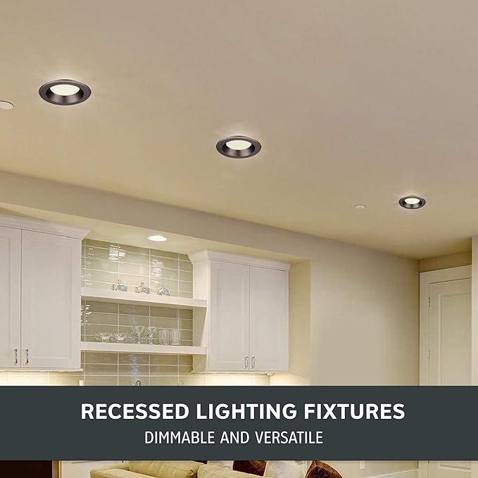 Designers Fountain LED Recessed Ceiling Light, 4 Inch Metal Lighting Fixture, Dimmable, 610 Lumens, 3000K, Bronze Baffle Trim, EVL4733CBZ30
