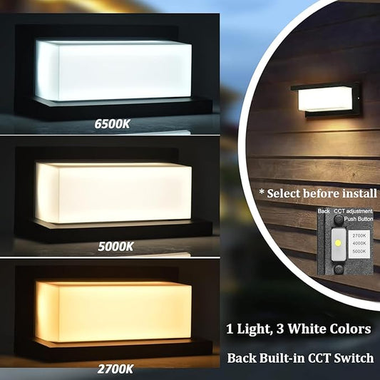 rosykite Modern Led Outdoor Wall Lights for House, 18W Porch Light Fixture 3000K 4000K 5000K CCT Selectable, Waterproof IP65 Exterior Lighting for Garage,Front Door