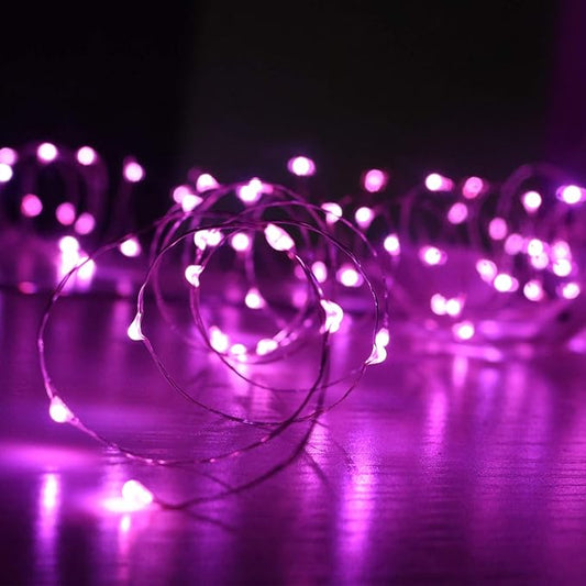 6 Pack Fairy Lights Battery Operated No Remote LED Starry String Lights 30 Micro Starry LEDs on 10ft Copper Wire Light for DIY Wedding Centerpiece Table Decorations (Pink)