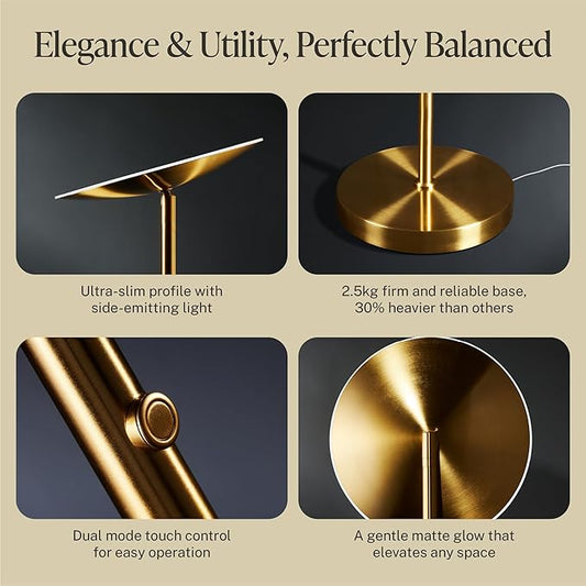 LED Torchiere Floor Lamp, 3200LM, 71" Tall Modern Torchiere Lamp in Golden Brass, Stepless Dimming, Remote & Touch Control, Super Bright Light for Living Room and Bedroom, Heavy Stable Base