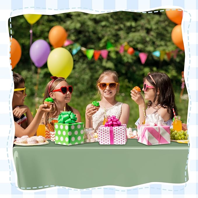 Oudain 3 Pcs Silly Goose Theme Party Blue & Sage Green & Checkered Party Tablecloth 54 x 108 Inch Plastic Rectangle Tablecloth Waterproof Table Cover for Baby Shower Silly Goose Birthday Decoration