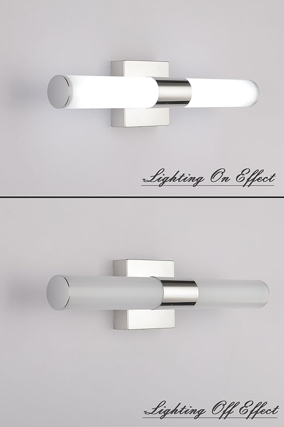 Bathroom Vanity Light Fixture, 16" Inches 8W 6000K Chrome LED Mirror Lights for Bathroom Wall Sconces Bar Lighting