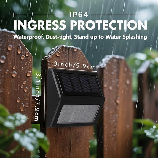 SRDHIN Solar Fence Lights Outdoor,Waterproof Solar Stair Step Deck Lights Wireless for Patio Garden Backyard Garage Driveway (Cool White, 6-Pack)