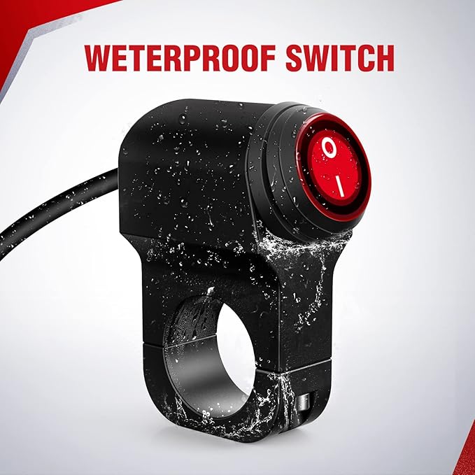 Nilight Motorcycle Handlebar Switch Plug and Play 12V ATV Light Push Button Waterproof ON Off Switches for UTV Driving Lights- Fits 7/8" Handlebars (22mm)