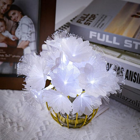 Cool White Flower Fibre Optic Fairy Lights,20 LED Flower String Lights 14 FT Waterproof Fairy Light Battery Operated for Indoor Outdoor Wedding,Christmas,Garden,Party Decoration
