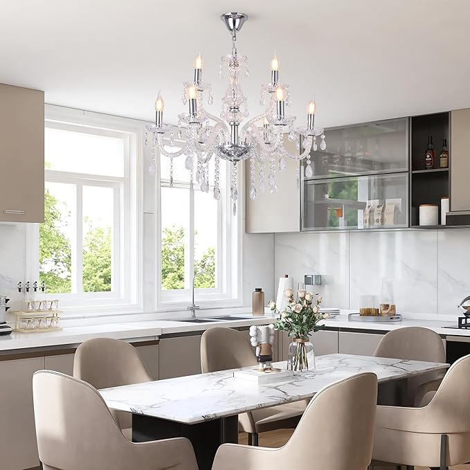 YYSHCHEN 9 Lights Clear Crystal Chandeliers,Glass Chandelier for Dining Room,Living Room,Bedroom.