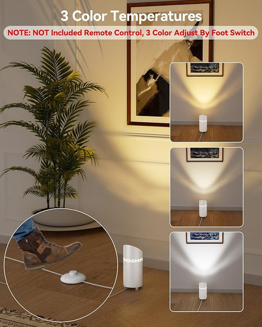 2 Pack Uplights Indoor Floor Can Lights, 3000K/4000K/6000K Spotlight Indoor with GU10 Bulbs, Uplighting Spotlights with Foot Switch for Living Room Corner Sofa House Plant Wall Artwork Decor