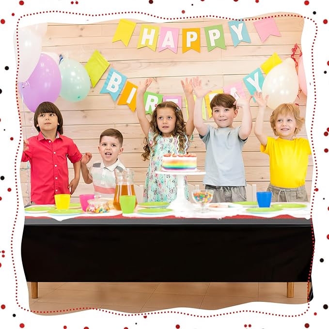 Oudain 2 Pcs Black & Red Holographic Party Tablecloth 54 x 108 Inch Strange Themed Party Decoration Plastic Rectangle Table Cloth Waterproof Table Cover for Birthday Weeding Anniversary Graduation