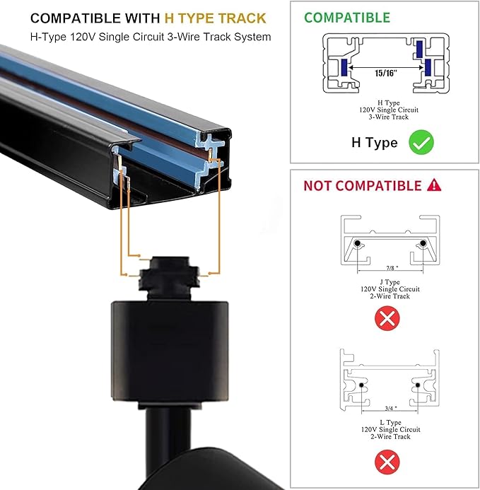 Black GU10 LED Track Lighting Kit, GU10 Track Light Heads with 3.28FT H Track Light Rail 4PCS Ceiling Spotlight Fixture for Home and Shop, No Bulbs
