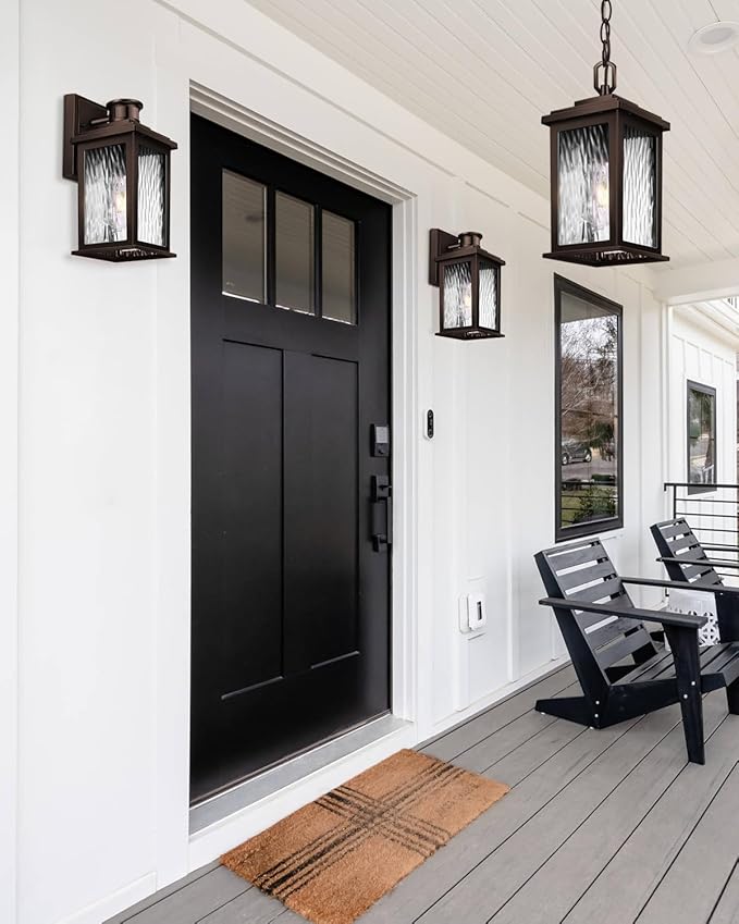 VIANlS Oil Rubbed Bronze Outdoor Pendant Light, 1 Pack Outdoor Chandelier for Porch, Hanging Outside Lights Lantern with Adjustable Chain, Anti-Rust ORB Porch Lights Exterior Ceiling Fixtures