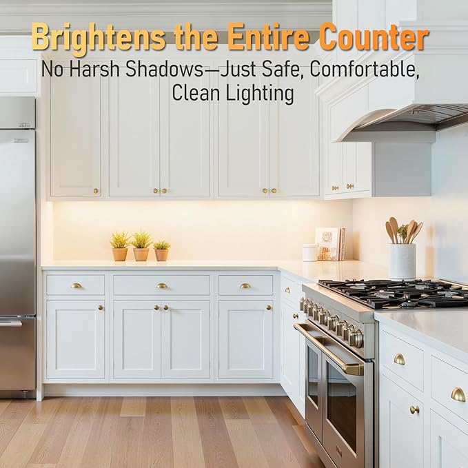 TORCHSTAR Ultra-Slim LED Under Cabinet Lighting Fits 24 Inch Cabinets, 5CCT 16W 1200LM, Hardwired & Plug-in, 120V CRI90 Linkable Dimmable Thin Under Counter Lights for Kitchen, ETL T24