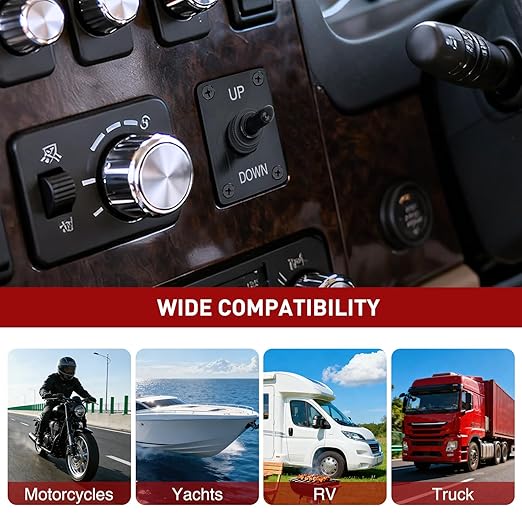 Nilight Reverse Polarity Toggle Switch Heavy Duty Momentary Waterproof 4 Pin 3 Position (ON)-Off-(ON) DPDT 12V DC 30A with Up-Down Mounting Panel and Weatherproof Cap for Marine Boat Automotive