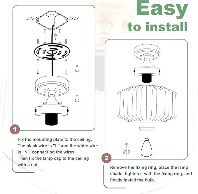Mint Green Mid Century Modern Close-to-Ceiling Light 11.02" Vintage Flush Mount Light Fixture with Thickened Glass for Hallway, Kitchen, Corridor, Entryway Lighting