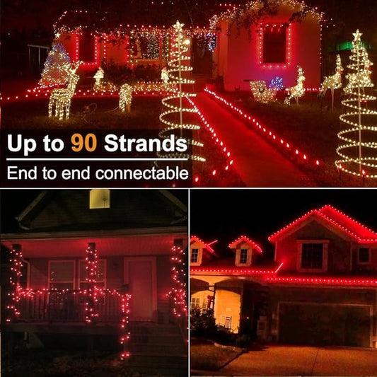 Brizled Red String Lights, 16ft 25 LED Faceted C9 Chrsitmas Lights, Connectable 120V UL Certified Tree Lights, Indoor Outdoor Christmas String Lights for Xmas, Patio, Party