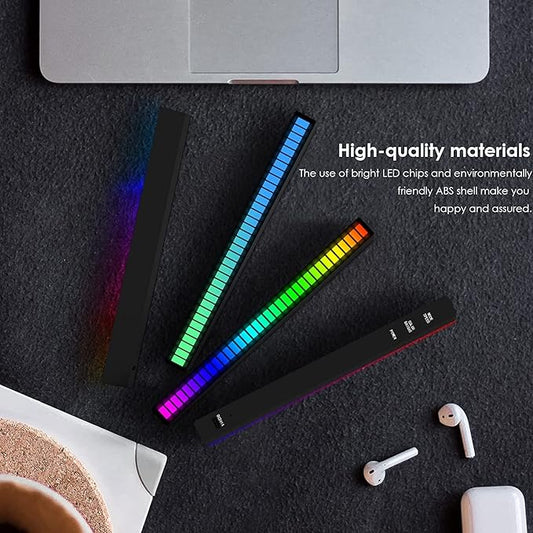 Soulpunk RGB Rechargeable Sound Control Light, Voice-Activated Pickup Music Rhythm Lights, Creative Colorful LED Ambient Light, with 15 Modes Music Sync 32-Bit Audio Spectrum for Car(4 Pack-App)