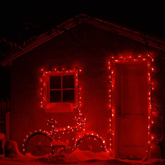 Flechllary Solar String Lights for Outside, 39Ft 100 LED Solar String Lights Outdoor with 8 Modes,Solar Lights for Outside Waterproof for Yard, Fence,Balcony, Party,Christmas Tree Decorations (Red)