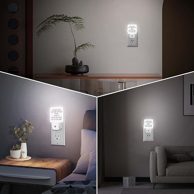 LED Night Light Lamp with Smart Sensor Dusk to Dawn Sensor,Funny Quote Saying Night Light Daylight White,0.5W Plug-into Wall for Adults,Bedroom,Bathroom,Hallway,Kitchen