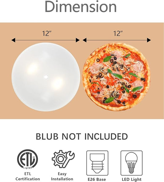 2-Light Flush Mount Ceiling Light, 12 Inch Modern Light Fixtures Ceiling Mount with White Metal and Frosted Glass Shade for Bedroom,Hallway, Kitchen