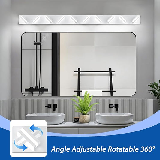 IZORRO LED Modern Bathroom Lights Fixtures(10-Light,Dimmable),Matte White Acrylic Wall Lighting,Vanity Lights for Bathroom Over Mirror - 6000k 36In (No Assembly Required)